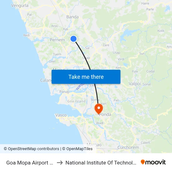 Goa Mopa Airport (GOX) to National Institute Of Technology Goa map