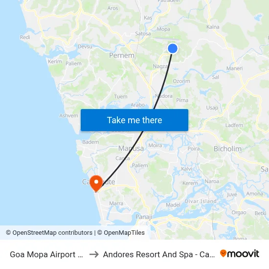 Goa Mopa Airport (GOX) to Andores Resort And Spa - Calangute map