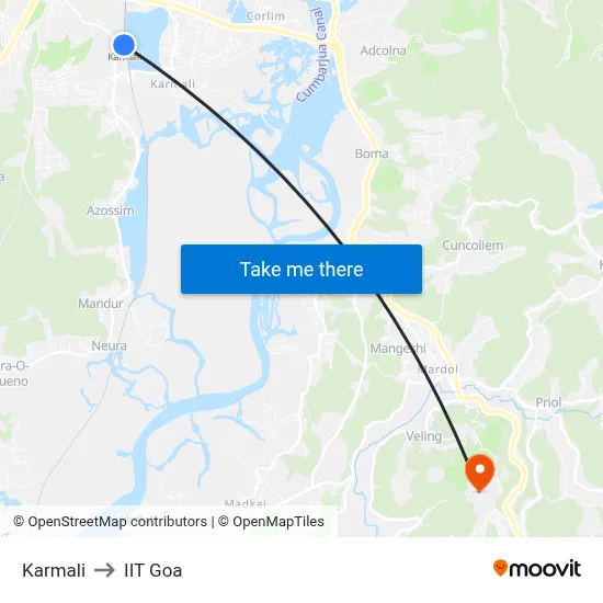 Karmali to IIT Goa map