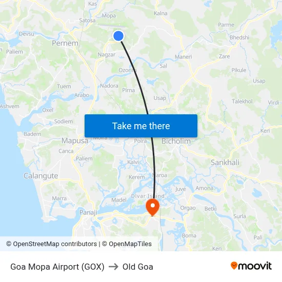 Goa Mopa Airport (GOX) to Old Goa map