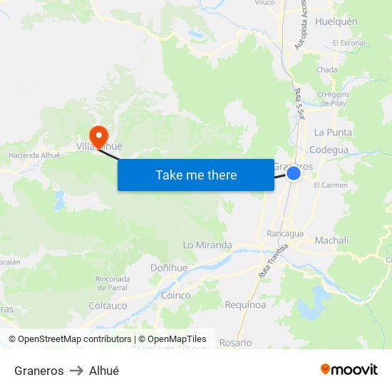 Graneros to Alhué map