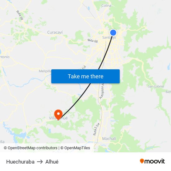 Huechuraba to Alhué map