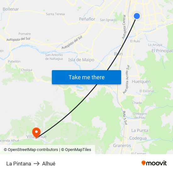 La Pintana to Alhué map