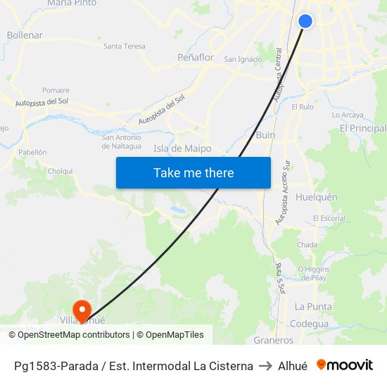 Pg1583-Parada / Est. Intermodal La Cisterna to Alhué map