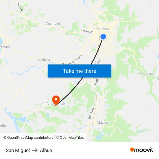 San Miguel to Alhué map