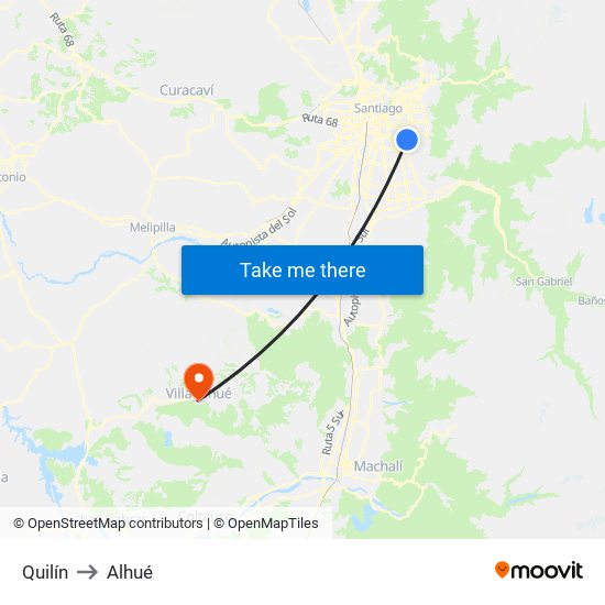 Quilín to Alhué map
