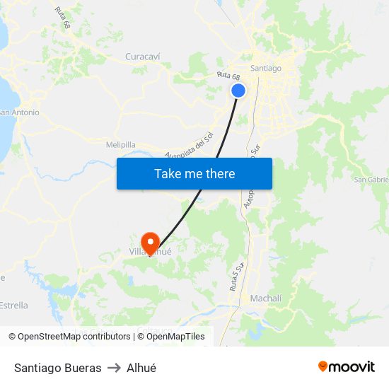 Santiago Bueras to Alhué map