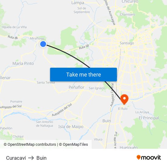 Curacaví to Buin map