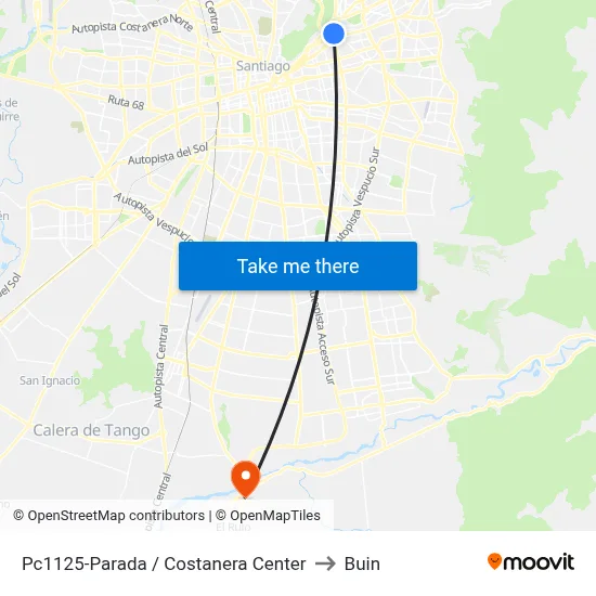 Pc1125-Parada / Costanera Center to Buin map