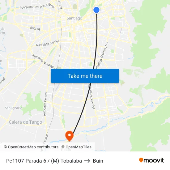 Pc1107-Parada 6 / (M) Tobalaba to Buin map