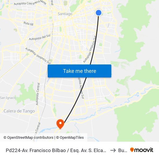 Pd224-Av. Francisco Bilbao / Esq. Av. S. Elcano to Buin map