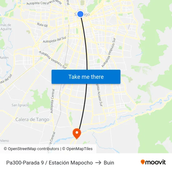 Pa300-Parada 9 / Estación Mapocho to Buin map