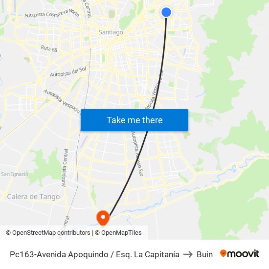 Pc163-Avenida Apoquindo / Esq. La Capitanía to Buin map