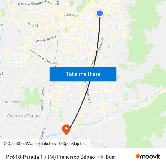 Pc618-Parada 1 / (M) Francisco Bilbao to Buin map
