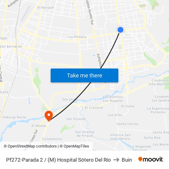 Pf272-Parada 2 / (M) Hospital Sótero Del Río to Buin map