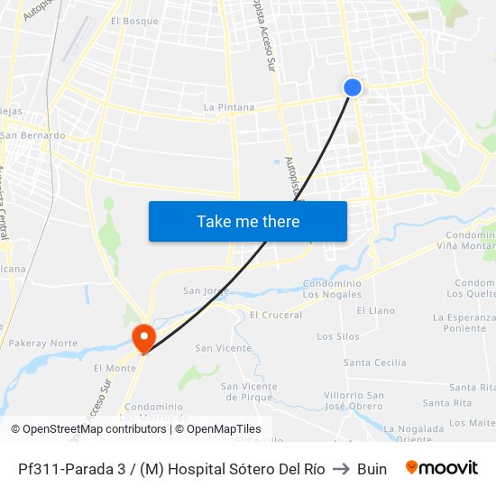 Pf311-Parada 3 / (M) Hospital Sótero Del Río to Buin map