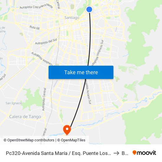 Pc320-Avenida Santa María / Esq. Puente Los Leones to Buin map
