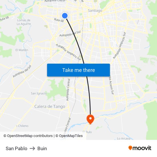 San Pablo to Buin map