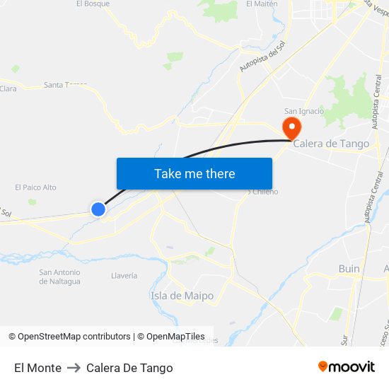 El Monte to Calera De Tango map