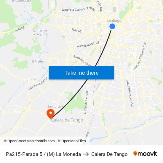 Pa215-Parada 5 / (M) La Moneda to Calera De Tango map