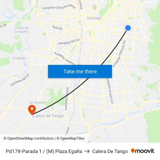 Pd178-Parada 1 / (M) Plaza Egaña to Calera De Tango map