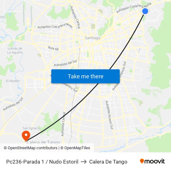 Pc236-Parada 1 / Nudo Estoril to Calera De Tango map