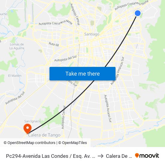 Pc294-Avenida Las Condes / Esq. Av. Padre H. Central to Calera De Tango map