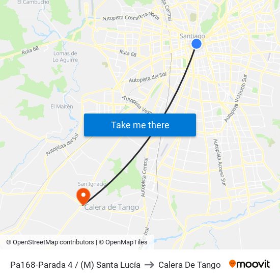 Pa168-Parada 4 / (M) Santa Lucía to Calera De Tango map
