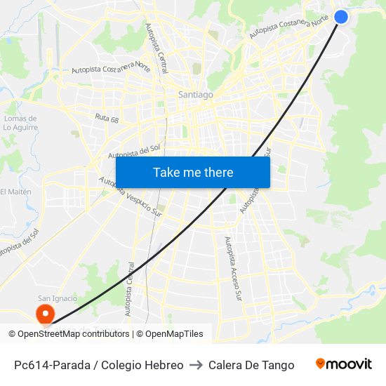 Pc614-Parada / Colegio Hebreo to Calera De Tango map