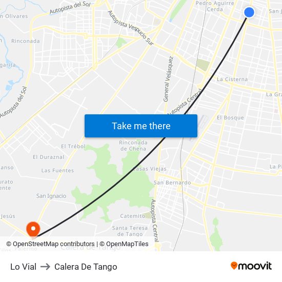 Lo Vial to Calera De Tango map