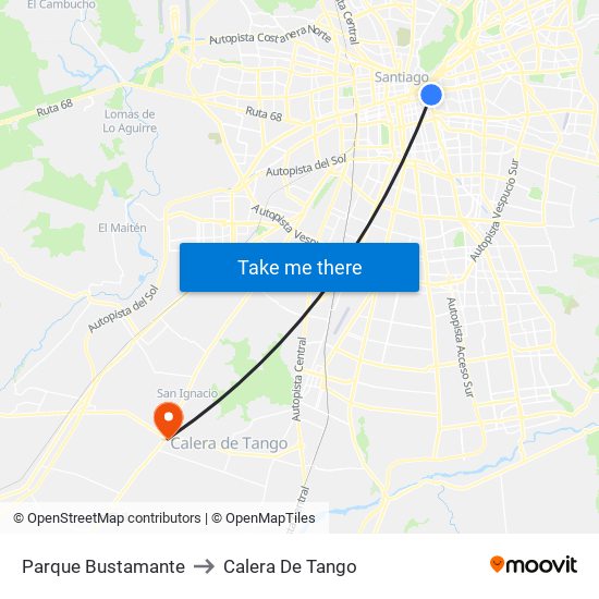 Parque Bustamante to Calera De Tango map