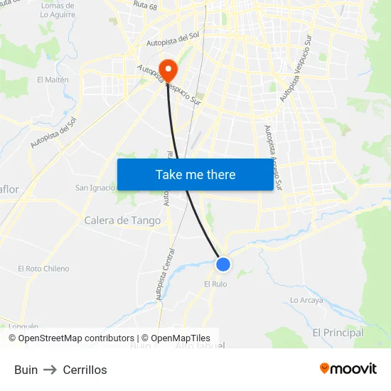 Buin to Cerrillos map