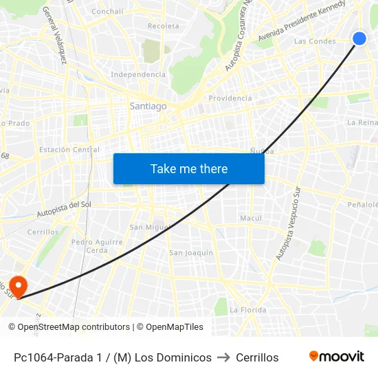 Pc1064-Parada 1 / (M) Los Dominicos to Cerrillos map