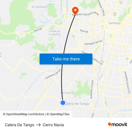 Calera De Tango to Cerro Navia map
