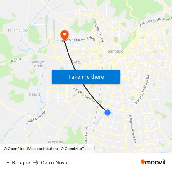 El Bosque to Cerro Navia map