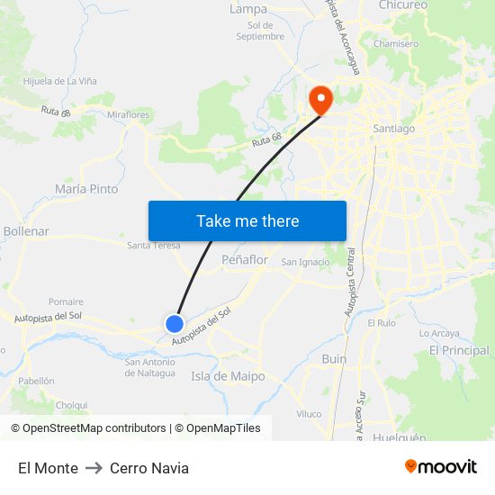 El Monte to Cerro Navia map