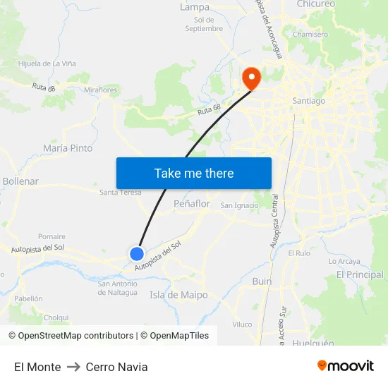 El Monte to Cerro Navia map