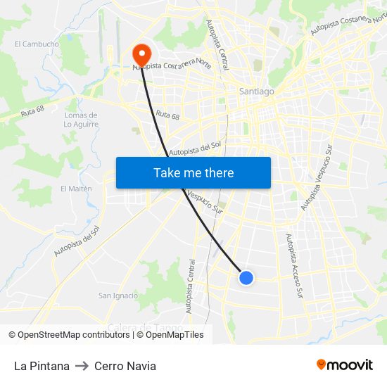La Pintana to Cerro Navia map