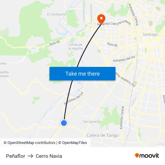 Peñaflor to Cerro Navia map