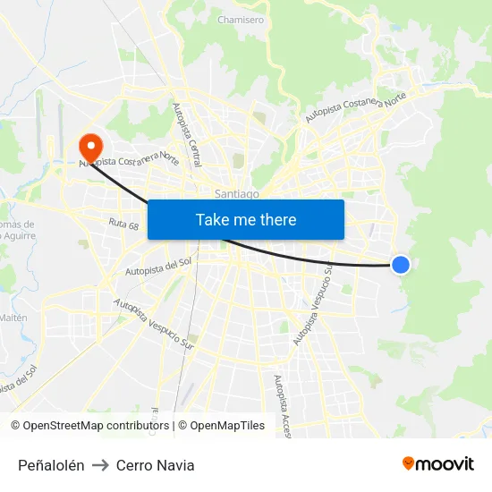 Peñalolén to Cerro Navia map