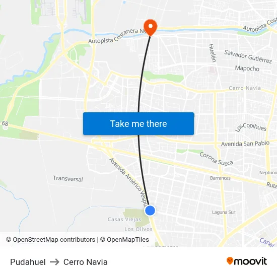 Pudahuel to Cerro Navia map