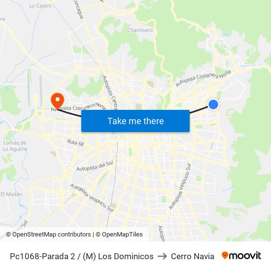 Pc1068-Parada 2 / (M) Los Dominicos to Cerro Navia map