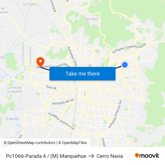 Pc1066-Parada 4 / (M) Manquehue to Cerro Navia map