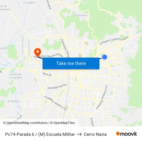 Pc74-Parada 6 / (M) Escuela Militar to Cerro Navia map