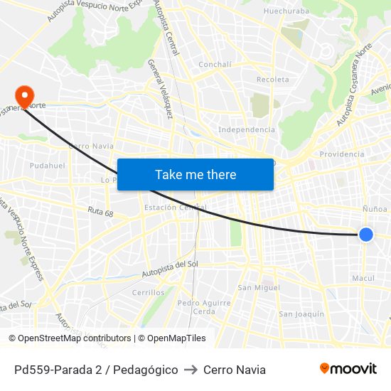 Pd559-Parada 2 / Pedagógico to Cerro Navia map