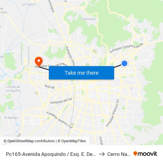 Pc165-Avenida Apoquindo / Esq. E. Dell'Orto to Cerro Navia map