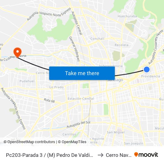 Pc203-Parada 3 / (M) Pedro De Valdivia to Cerro Navia map
