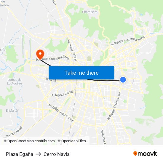 Plaza Egaña to Cerro Navia map