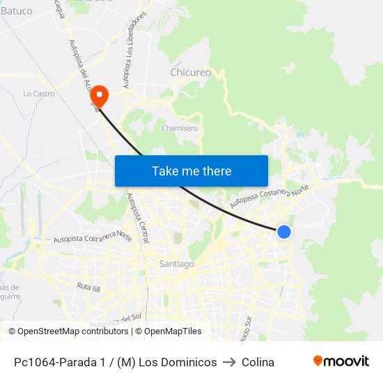 Pc1064-Parada 1 / (M) Los Dominicos to Colina map