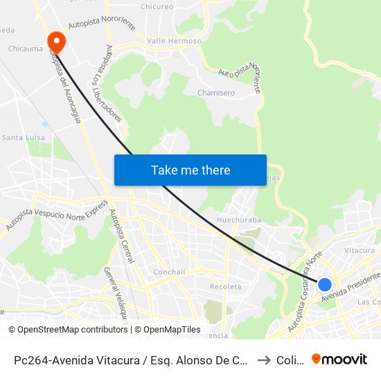 Pc264-Avenida Vitacura / Esq. Alonso De Córdova to Colina map